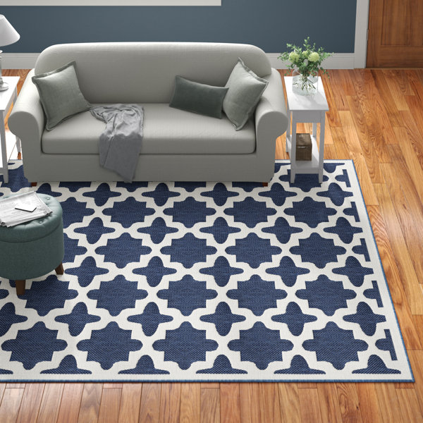 Andover Mills™ Heartwood Geometric Navy Indoor/Outdoor Area Rug